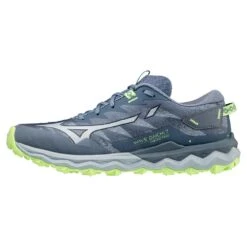 Scarpe Da Trail Mizuno Wave Daichi 7 Wmn Vintage Indigo Subdued Blue Neo Lime
